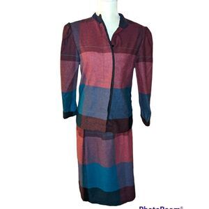 Betsys Things vintage plaid wool two‎ piece suit set size 13